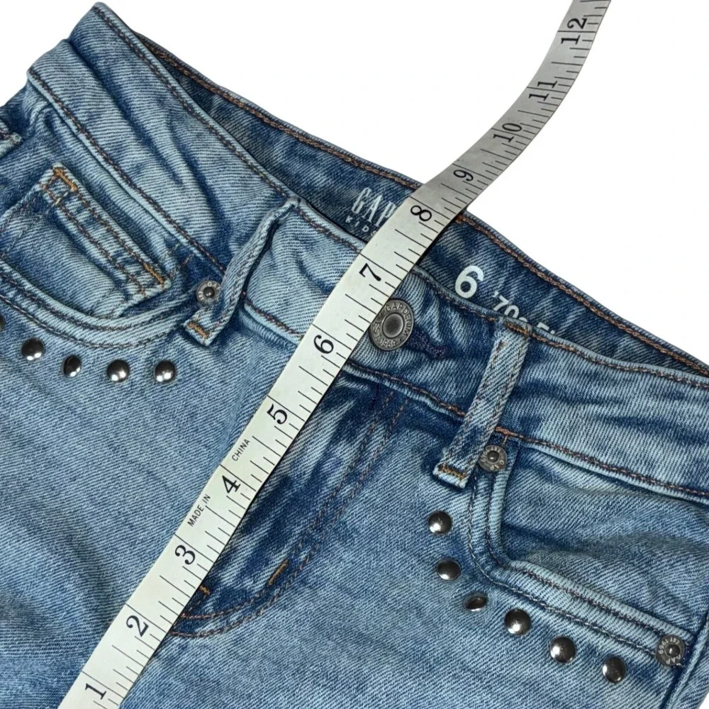 Gap Kids 70s Flare Jeans Light Wash Studded High Rise Boho Size 6